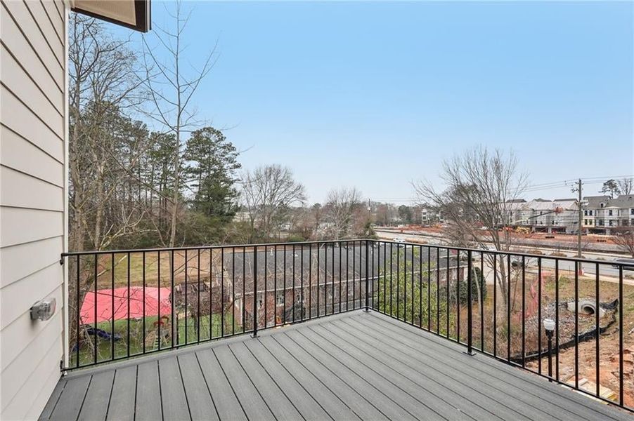 Wooden deck featuring a residential view