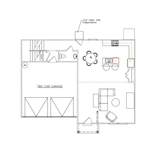 2D floor plan layout for the Russell - Single Family Homes by Dream Finders Homes in The Villages at Harris Creek, West Point, GA (Image 3).