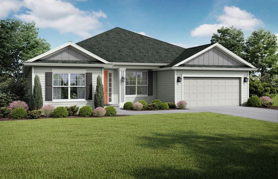 Representative exterior photo of a completed home built from the Palazzo II by SEDA New Homes in Sandy Ridge, Yulee, FL (Image 2). Representative exterior photo of a completed home built from the Palazzo II by SEDA New Homes in Sandy Ridge, Yulee, FL (Image 2).