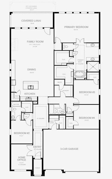 2D floor plan layout for the 2778F by Perry Homes in Glynlea Country Club 60', Port St. Lucie, FL (Image 3).
