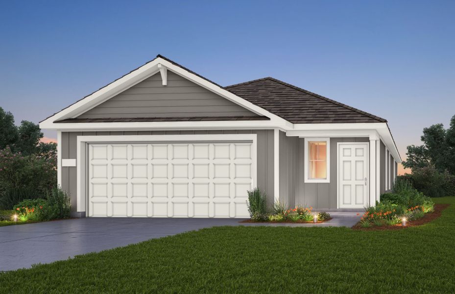 Elevation HC102 with a garage for Afton new homes at Meadows at Clear Spring in New Braunfels, TX.