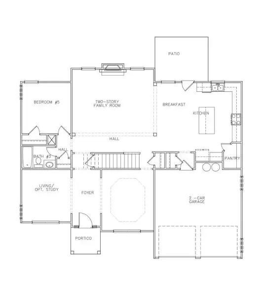2D floor plan layout for the Wesley by Peachtree Building Group in The Landing at Miller’s Ferry, Adairsville, GA (Image 2). 2D floor plan layout for the Wesley by Peachtree Building Group in The Landing at Miller’s Ferry, Adairsville, GA (Image 2).