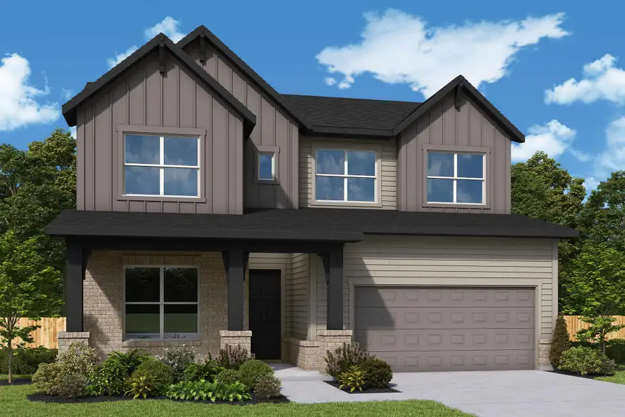 Representative exterior photo of a completed home built from the The Bluebonnet by David Weekley Homes in The George - Enclave Collection, Richmond, TX (Image 15). Representative exterior photo of a completed home built from the The Bluebonnet by David Weekley Homes in The George - Enclave Collection, Richmond, TX (Image 15).