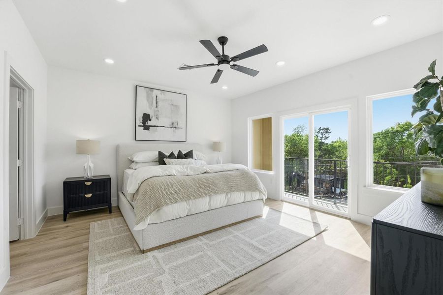 Large primary suite with high ceilings, incredible views, and private balcony!