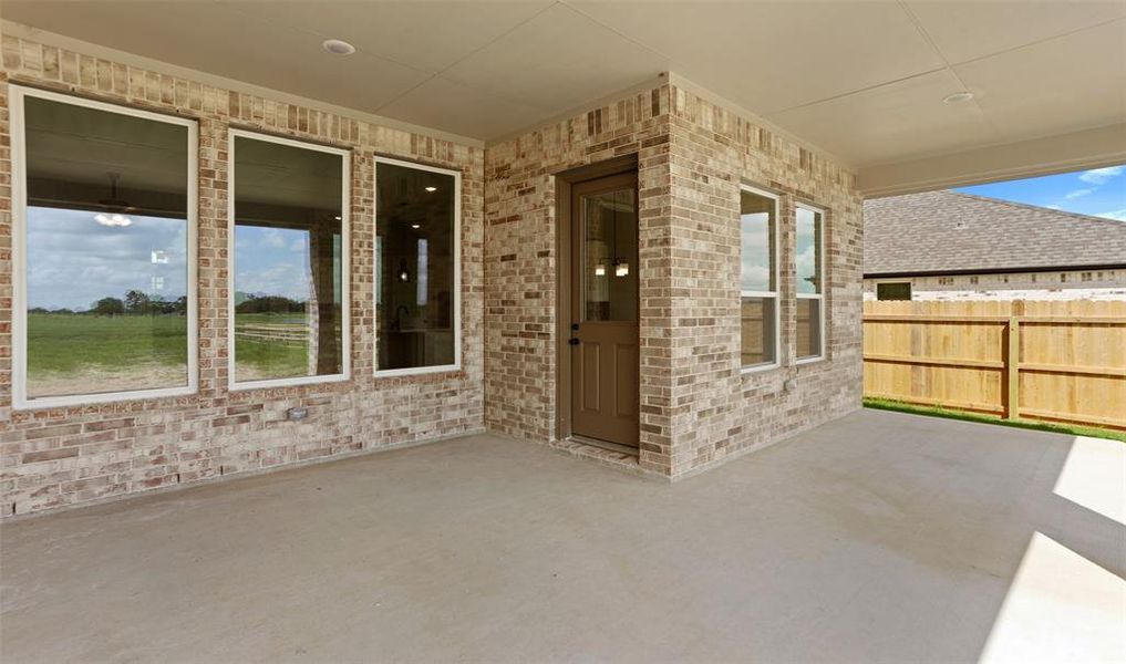 Covered patio in backyard