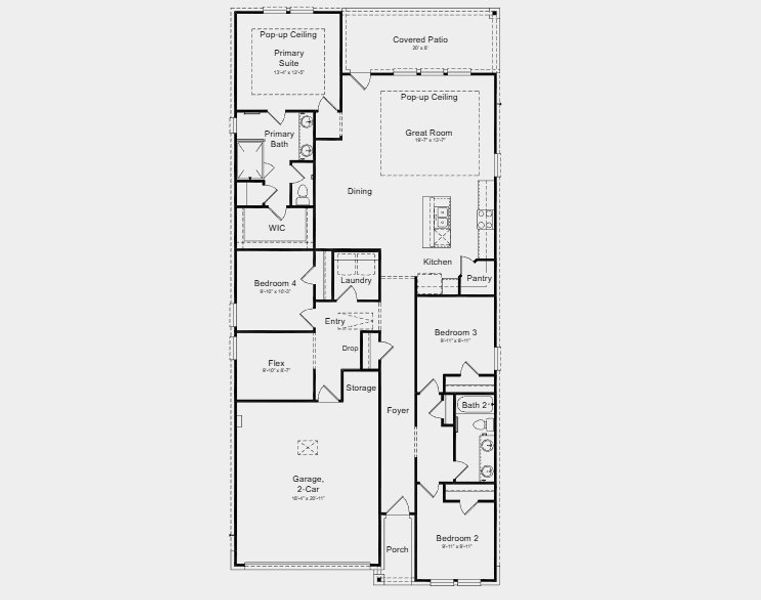 2D floor plan layout for the Charlton by Taylor Morrison in Ryehill, Rosenberg, TX (Image 4).