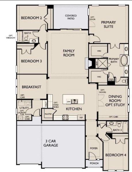 2D floor plan layout of this home in StoneCreek Estates, Richmond, TX (Image 5).
