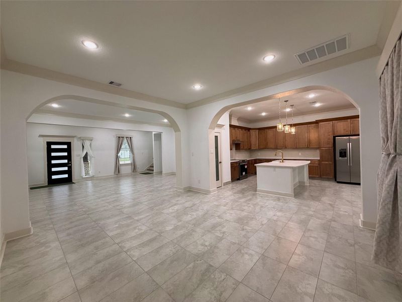 Downstairs living room and dining room