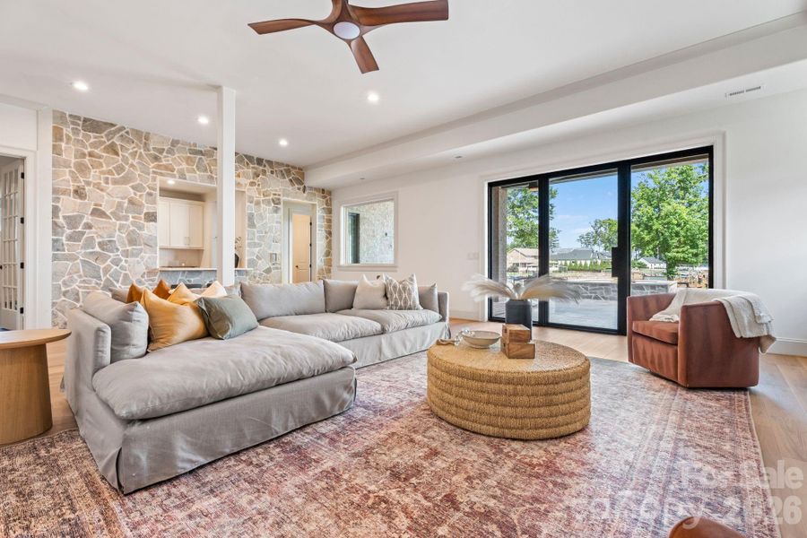 Easy access to the covered patio, pool/spa, and your private dock