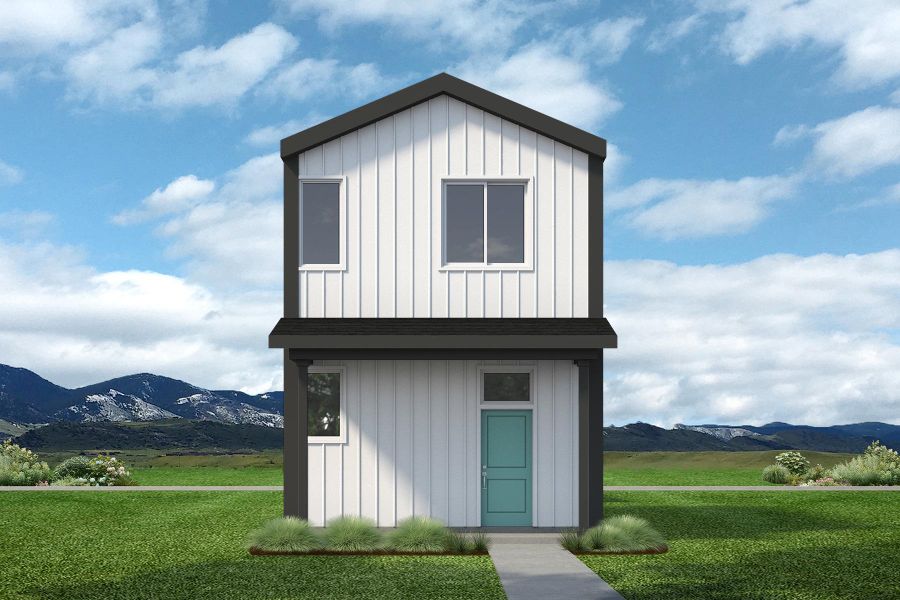 Front exterior of a new home in Liberty Draw, Evans, CO, highlighting curb appeal (Image 1). Front exterior of a new home in Liberty Draw, Evans, CO, highlighting curb appeal (Image 1).