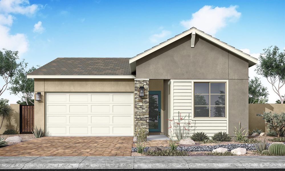 Representative exterior photo of a completed home built from the Granite Plan 3505 by Tri Pointe Homes in Soleo, San Tan Valley, AZ (Image 16).