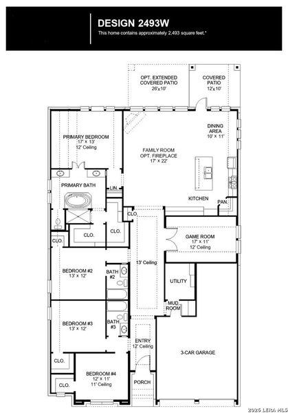 2D floor plan layout of this home in The Ranches at Creekside, Boerne, TX (Image 2).