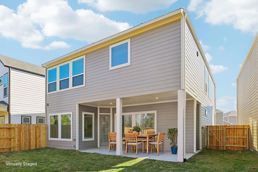 Exterior details and patio area of a home in Pinewood Trails - Luxe Series, Houston (Image 29).