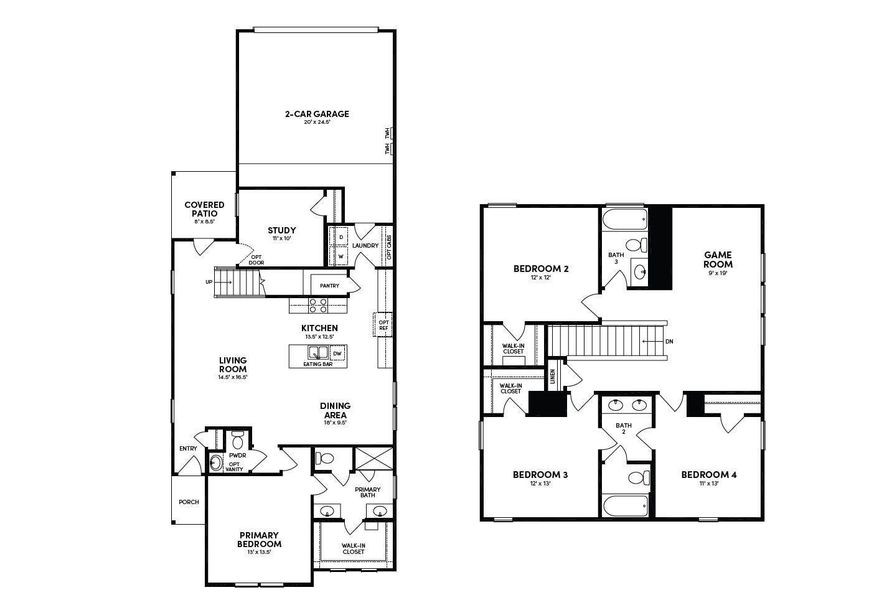 2D floor plan layout of this home in 40' Alley Load Homes at Elyson, Katy, TX (Image 1). 2D floor plan layout of this home in 40' Alley Load Homes at Elyson, Katy, TX (Image 1).