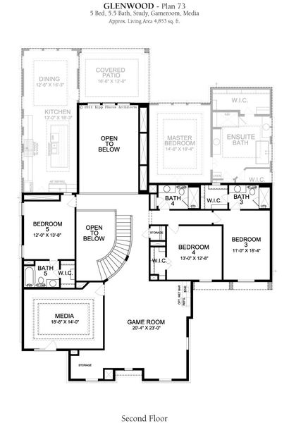 2D floor plan layout for the Glenwood by Landon Homes in Fields - Brookside North, Frisco, TX (Image 4). 2D floor plan layout for the Glenwood by Landon Homes in Fields - Brookside North, Frisco, TX (Image 4).