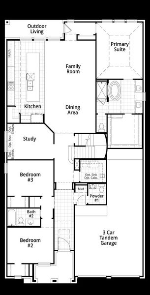 2D floor plan layout for the 506 by Highland Homes in Star Trail, Prosper, TX (Image 5).
