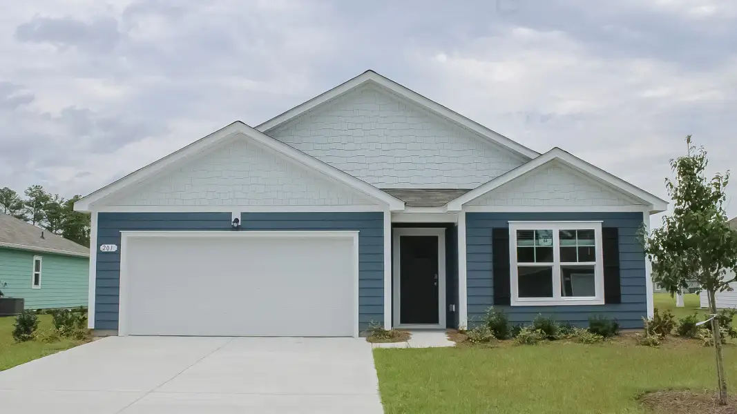 Representative exterior photo of a completed home built from the Cali by D.R. Horton in Maple Grove, Conway, SC (Image 14). Representative exterior photo of a completed home built from the Cali by D.R. Horton in Maple Grove, Conway, SC (Image 14).
