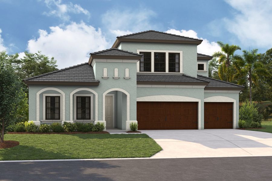 Representative exterior photo of a completed home built from the Islamorada II by Homes by WestBay in Oakfield, Parrish, FL (Image 5).