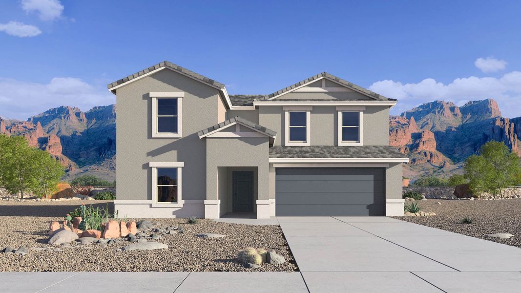 Representative exterior photo of a completed home built from the Ozark by D.R. Horton in Remington, Buckeye, AZ (Image 2). Representative exterior photo of a completed home built from the Ozark by D.R. Horton in Remington, Buckeye, AZ (Image 2).