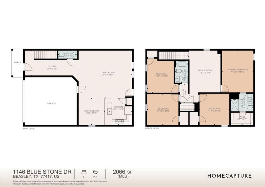 2D floor plan layout of this home in Emberly: Cottage Collection, Beasley, TX (Image 4).