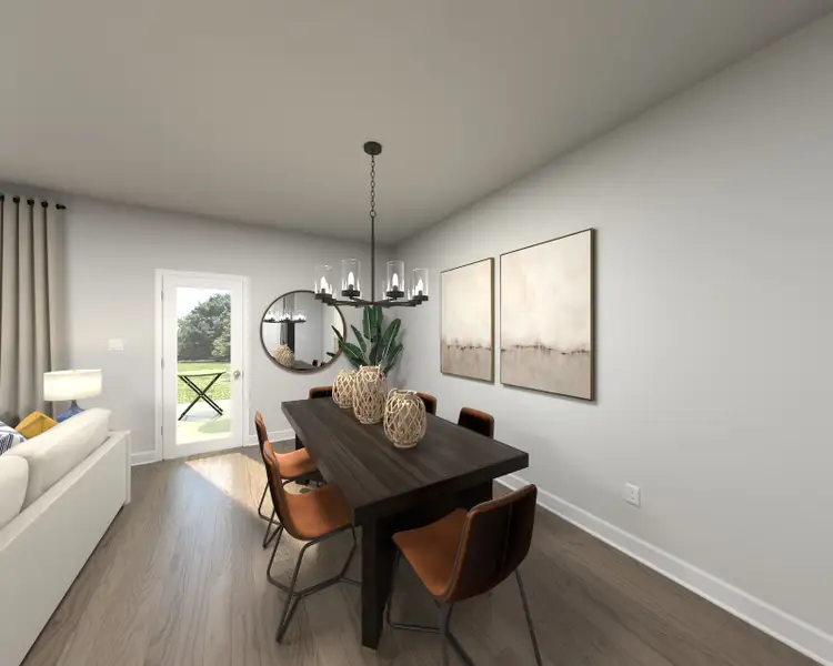 The open-concept floorplan allows for an easy flow between the kitchen and dining areas.