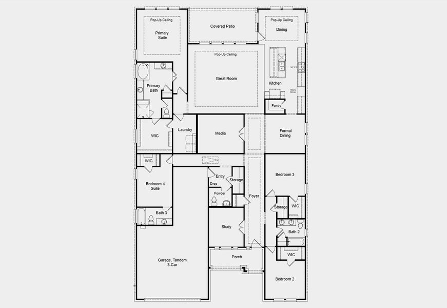 2D floor plan layout for the Davis by Taylor Morrison in Silverleaf 60s, Cedar Creek, TX (Image 3).