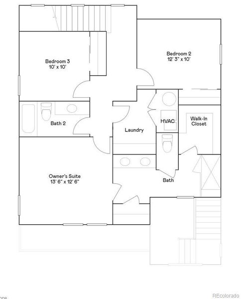 2D floor plan layout of this home in Parterre: The Skyline Collection, Thornton, CO (Image 4).