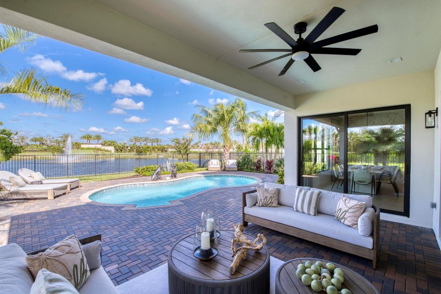 Exterior details and patio area of a home in Apex at Avenir, Palm Beach Gardens (Image 24).