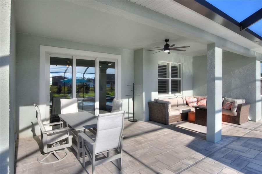 Poolside Lanai and outdoor seating and social area.