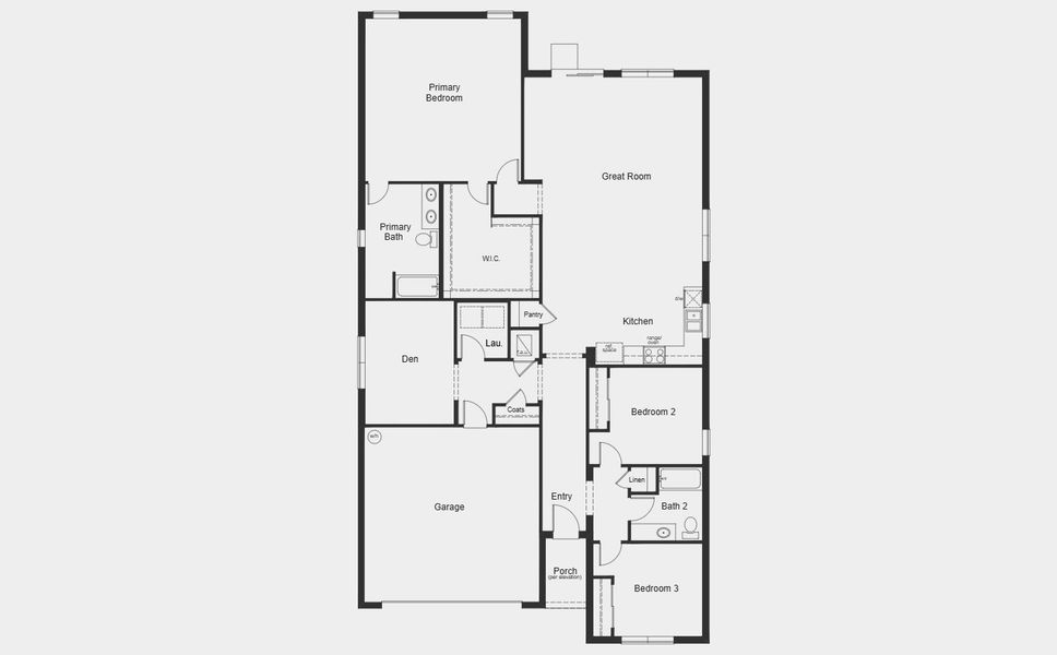 2D floor plan layout for the Plan 2168 by KB Home in Canoe Creek Reserve II, St. Cloud, FL (Image 3).