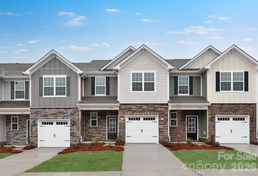 Front exterior of a new home in Cannon Village, York, SC, highlighting curb appeal (Image 2). Front exterior of a new home in Cannon Village, York, SC, highlighting curb appeal (Image 2).