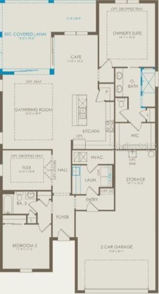 2D floor plan layout of this home in Del Webb Twin Lakes, St. Cloud, FL (Image 2).