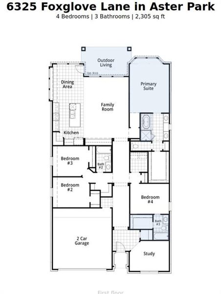 2D floor plan layout of this home in Aster Park, McKinney, TX (Image 4).