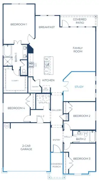 2D floor plan layout of this home in Three Creeks, Belton, TX (Image 3).