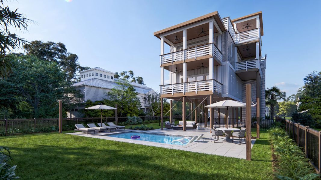 Front exterior of a new home in , Folly Beach, SC, highlighting curb appeal (Image 17).