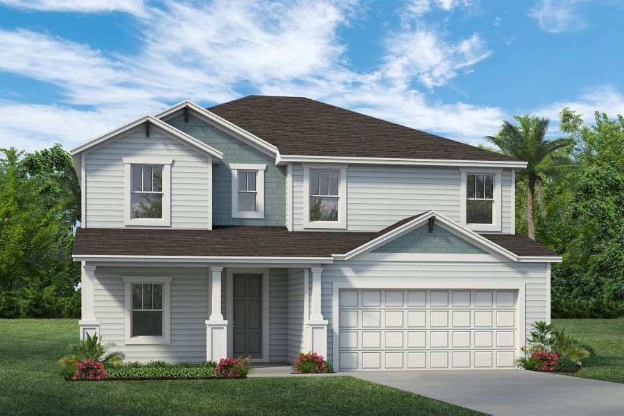 Representative exterior photo of a completed home built from the Key Largo by Rockwell Homes in Grassmere, Zellwood, FL (Image 2). Representative exterior photo of a completed home built from the Key Largo by Rockwell Homes in Grassmere, Zellwood, FL (Image 2).