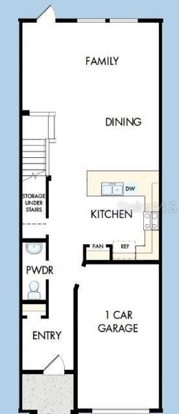 2D floor plan layout of this home in Waterset Townhomes, Apollo Beach, FL (Image 4).
