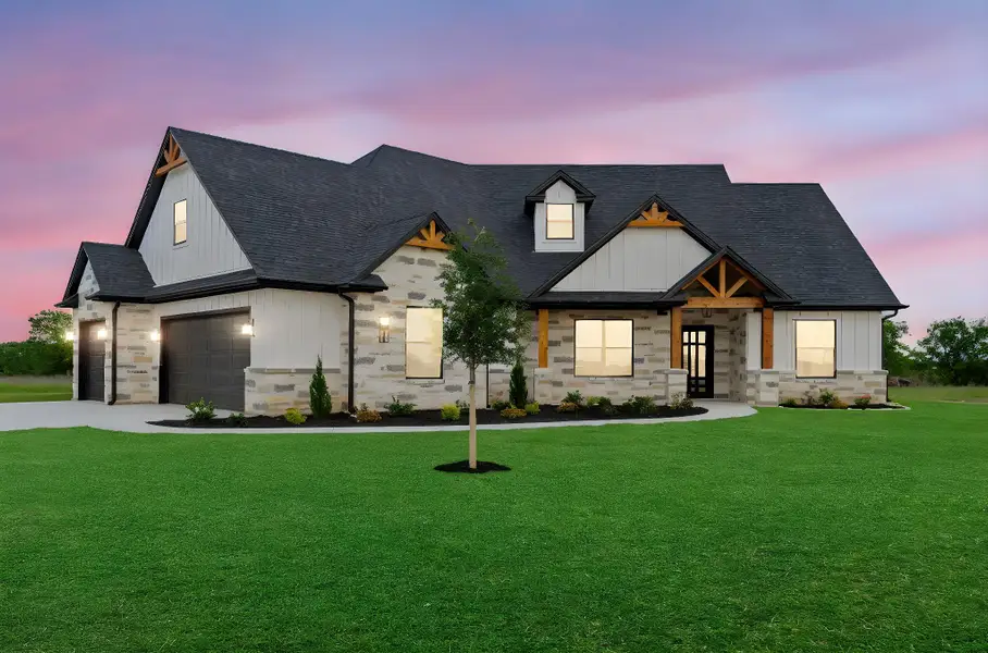 Front exterior of a new home in , Bryan, TX, highlighting curb appeal (Image 30).