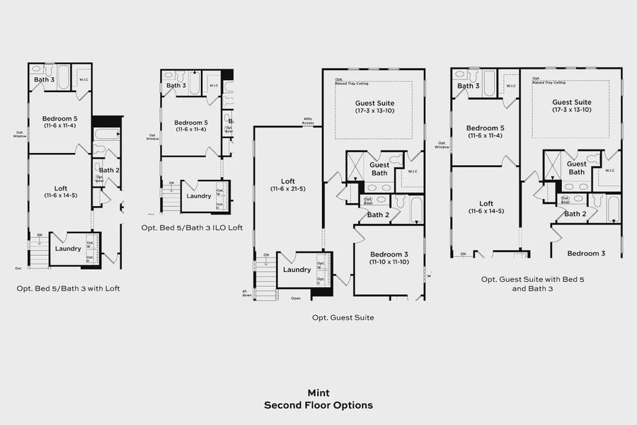 2D floor plan layout for the Mint by DRB Homes in Hinson Farm, Fountain Inn, SC (Image 24).