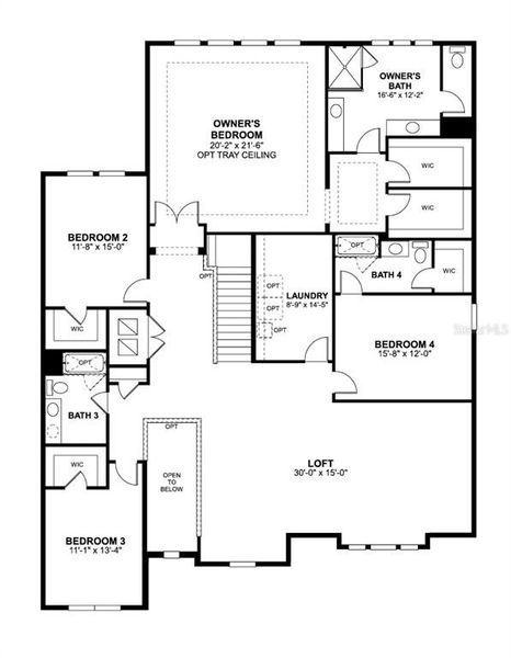 2D floor plan layout of this home in Lake Star at Ovation, Winter Garden, FL (Image 3).