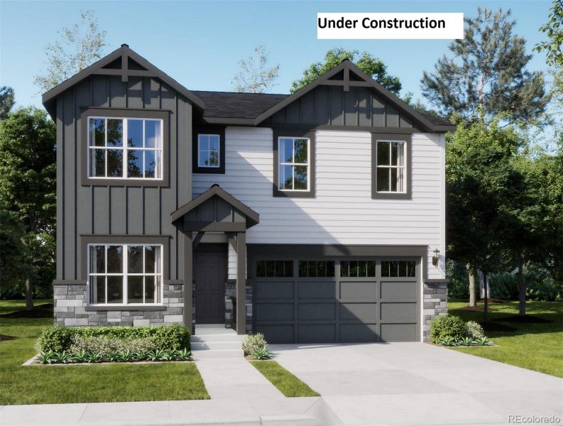 Front exterior of a new home in Percheron: The Petal Collection, Colorado Springs, CO, highlighting curb appeal (Image 1).