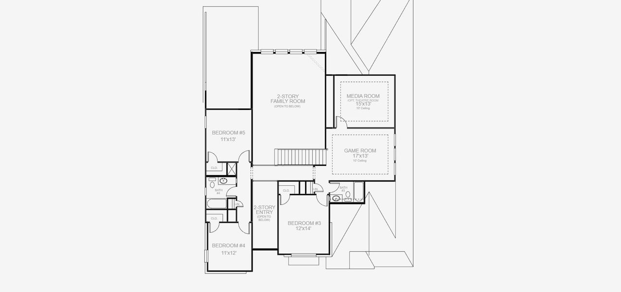 2D floor plan layout for the 3394W by Perry Homes in Landmark, Denton, TX (Image 3).