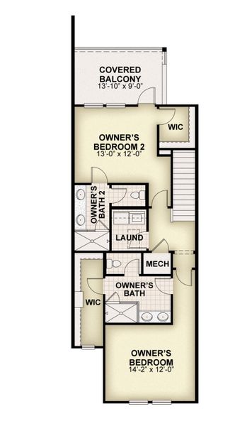 2D floor plan layout of this home in Harvest at Ovation - Townhomes, Winter Garden, FL (Image 5). 2D floor plan layout of this home in Harvest at Ovation - Townhomes, Winter Garden, FL (Image 5).