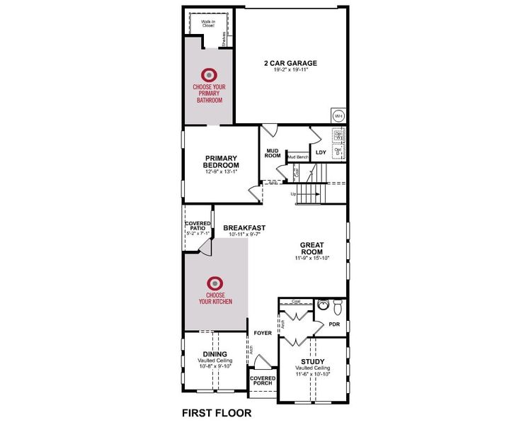 2D floor plan layout for the Alpine by Beazer Homes in Wildflower Ranch, Justin, TX (Image 3).