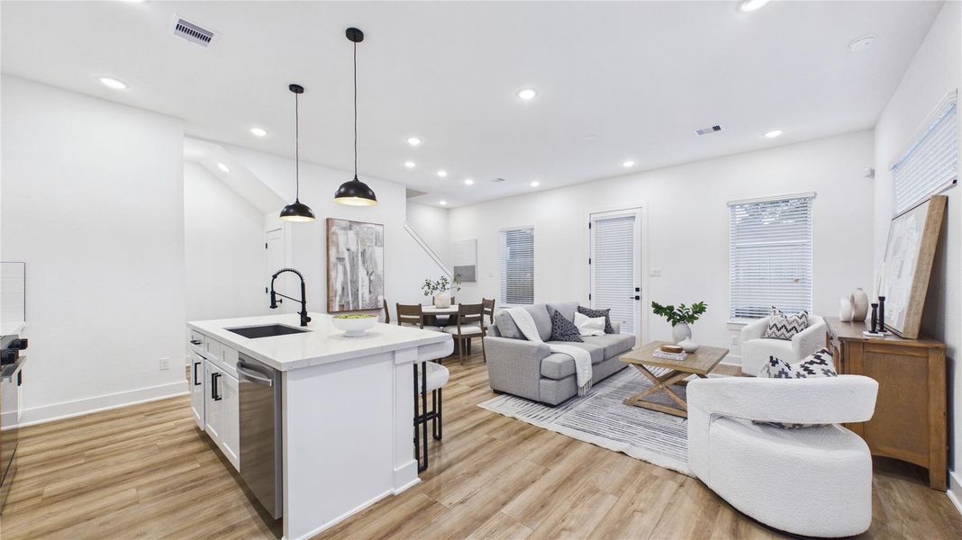 Furnished interior view inside a new home in Reynolds Landing, Houston (Image 5). Furnished interior view inside a new home in Reynolds Landing, Houston (Image 5).