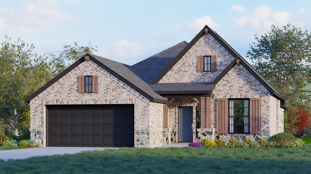 Elevation C with Stone | Concept 1991 at El Dorado in Granbury, TX by Landsea Homes