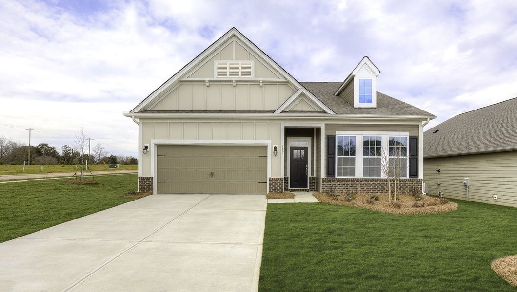 Front exterior of a new home in Laurelbrook, Sherrills Ford, NC, highlighting curb appeal (Image 1). Front exterior of a new home in Laurelbrook, Sherrills Ford, NC, highlighting curb appeal (Image 1).