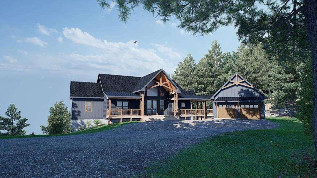 Front exterior of a new home in , Blue Ridge, GA, highlighting curb appeal (Image 1).