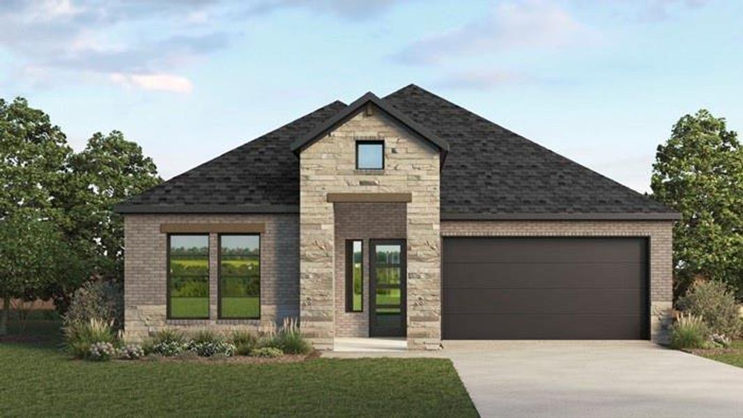 Front exterior of a new home in Clearview Ranch, Royse City, TX, highlighting curb appeal (Image 1).