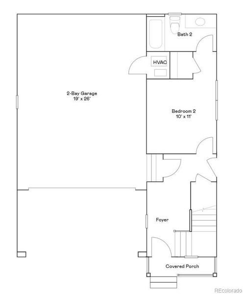 2D floor plan layout of this home in Parterre: The Skyline Collection, Thornton, CO (Image 2).